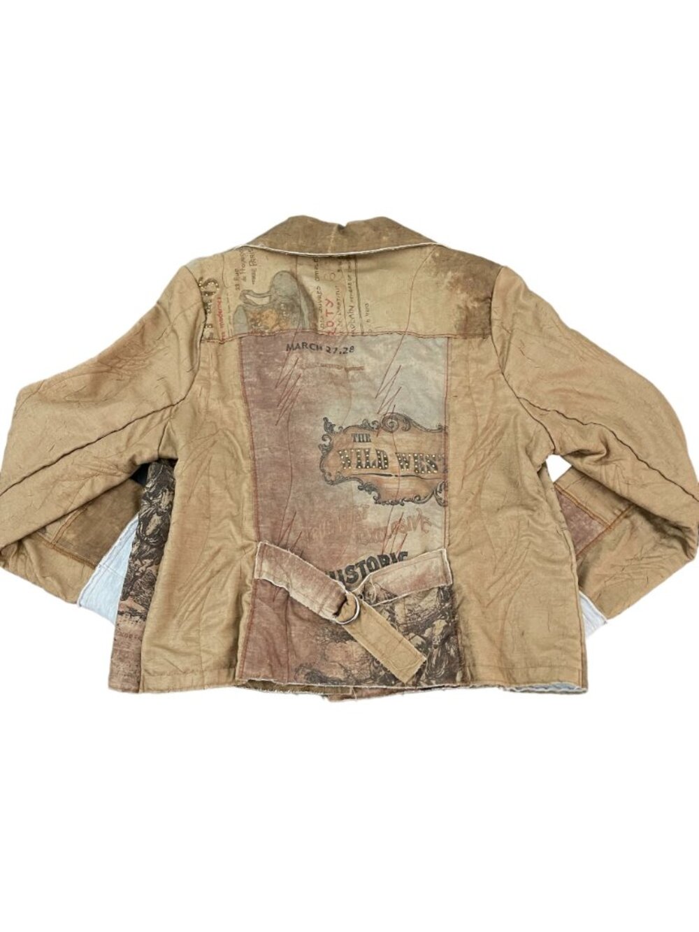 Scissors Paper Rock Women's Gold Taupe Wild West Art Wear Jacket USA Made, Size - Picture 2 of 6